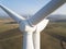 Propeller wind power near. Rotating blades of energy generators. Environmentally friendly electricity. Modern technologies for the