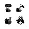 Proper handwashing black glyph icons set on white space