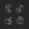 Proper handwashing chalk white icons set on dark background