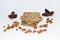 Proper nutrition cracker with seeds and flax, dried fruits, dates and nuts