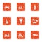 Property developer icons set, grunge style