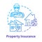 Property insurance concept icon. Home coverage. House robbery. Crime, theft. Weather disaster damage. Real estate idea