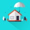 Property insurance - Home real estate protected under umbrella flat style concept create by .