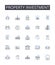 Property investment line icons collection. Real estate, Land purchase, Home buying, Asset acquisition, Investment