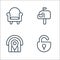Property line icons. linear set. quality vector line set such as open padlock, house, mailbox