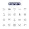 Property line vector icons and signs. Land, Estate, Possession, Acquisition, Asset, Dominion, Holdings, Residence