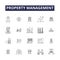 Property management line vector icons and signs. Management, Rent, Landlord, Tenant, Lease, Real, Estate, Maintenance