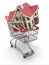 Property market. House in shopping cart