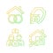 Property purchasing legal features gradient linear vector icons set