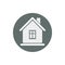 Property symbol, house constructed with bricks. Real estate agency vector emblem. Round sign with home illustration.