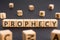 Prophecy - word from wooden blocks with letters