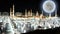 Prophet\'s Mosque with full moon at night
