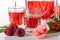 Proposition of serving raspberry liqueur