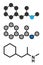 Propylhexedrine molecule. Used as nasal decongestant and stimulant