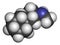 Propylhexedrine molecule. Used as nasal decongestant and stimulant. 3D rendering. Atoms are represented as spheres with