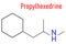 Propylhexedrine molecule. Used as nasal decongestant and stimulant. Skeletal formula.