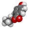 Propylparaben preservative molecule (paraben class). Atoms are represented as spheres with conventional color coding: hydrogen (