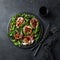 Prosciutto, figs, arugula, goat cheese salad with pecan nuts and
