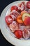 Prosciutto ham, apricots, tomato and cucumber