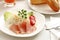 Prosciutto, Japanese meals, breakfast with bread