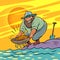 A prospector is washing gold in the river. Luck wealth