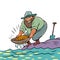 A prospector is washing gold in the river. Luck wealth