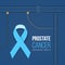 Prostate cancer Awareness month banner with blue light ribbon sign on jean background vector design