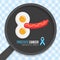Prostate cancer Awareness month banner with blue light ribbon sign and twin egg hotdog in pan vector design