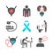 Prostatitis icons. Symptoms, Causes, Treatment. Vector signs for web graphics.