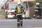 Prostejov Czech Rep 28th January - Fireman walking towards a a firetruck during real fire fighting action