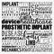 Prosthetic implant word cloud collage, medical concept background