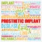 Prosthetic implant word cloud collage, medical concept background