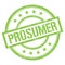 PROSUMER text written on green vintage stamp