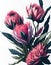 Protea Flowers Bouquet Vibrant Watercolor Illustration