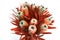 Protea flowers bunch. Blooming Dried King Protea Plant over White background. Extreme closeup. Holiday gift, bouquet, buds. One Be