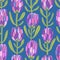 Protea pattern. Floral seamless background for fabric design with exotic flowers. Cute and beautiful vector hand drawn illustratio