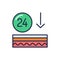 Protect 24 hour color line icon. Skin layer. Outline pictogram for web page, mobile app, promo.