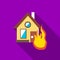 Protect home from fire icon, flat style