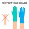Protect your hands with protective glove concept