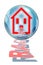 Protect your home from radon gas - concept illustration with a silhouette of a house inside a soap bubble