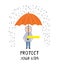 Protect your kids poster with child and rain - concept illustration