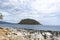 Protected ancient fortress on island rock Monemvasia, view from mainland, Peloponnese treasures, Greece