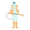 Protected chemical man icon cartoon vector. Pest control