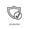 Protected icon. Trendy modern flat linear vector Protected icon