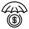 Protected money umbrella icon, outline style