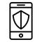 Protected smartphone icon, outline style