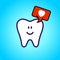 Protected tooth, healthy, white, happy tooth, dentistry, oral hygiene. speech bubble with a love symbol, heart. vector