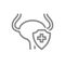 Protected urinary bladder line icon. First aid for human organ, system diseases symbol