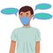 Protection against contagious disease, coronavirus. Man wearing hygienic mask to prevent infection, airborne respiratory illness
