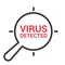 Protection Concept: Magnifying Optical Glass With Words Virus Detected